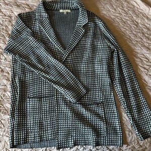 Houndstooth knit cardigan blazer